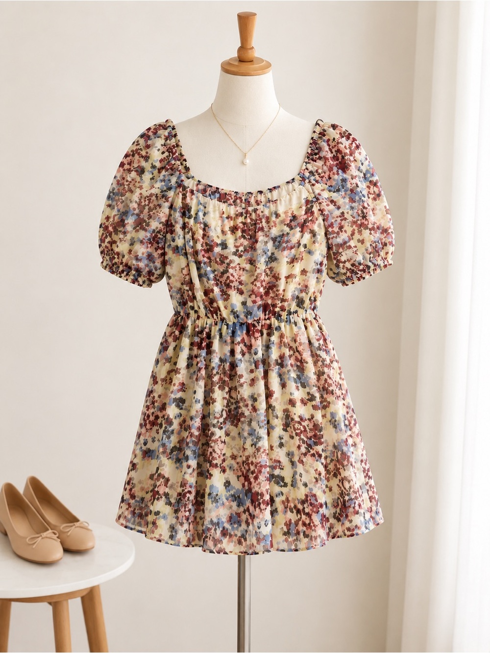 Banana Republic Floral Puff Sleeve Mini Dress – Size Medium